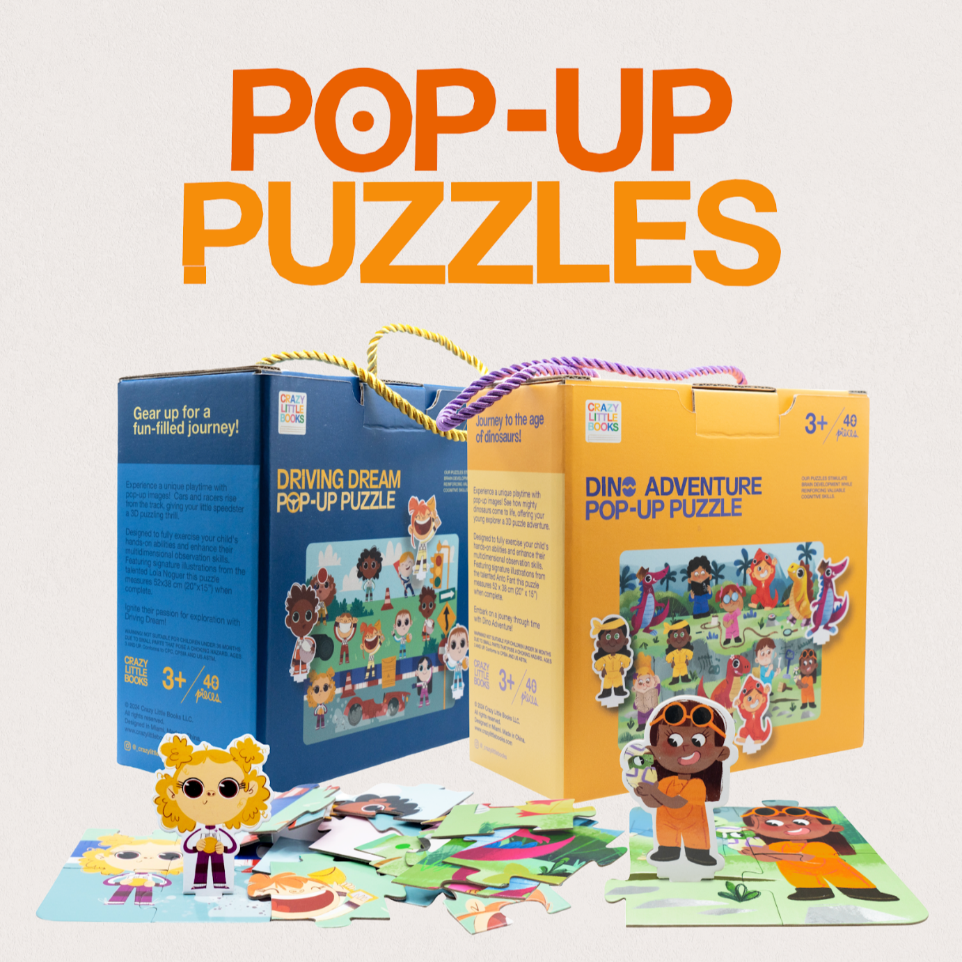 Driving Dream & Dino Adventure Pop-Up Puzzle Duo
