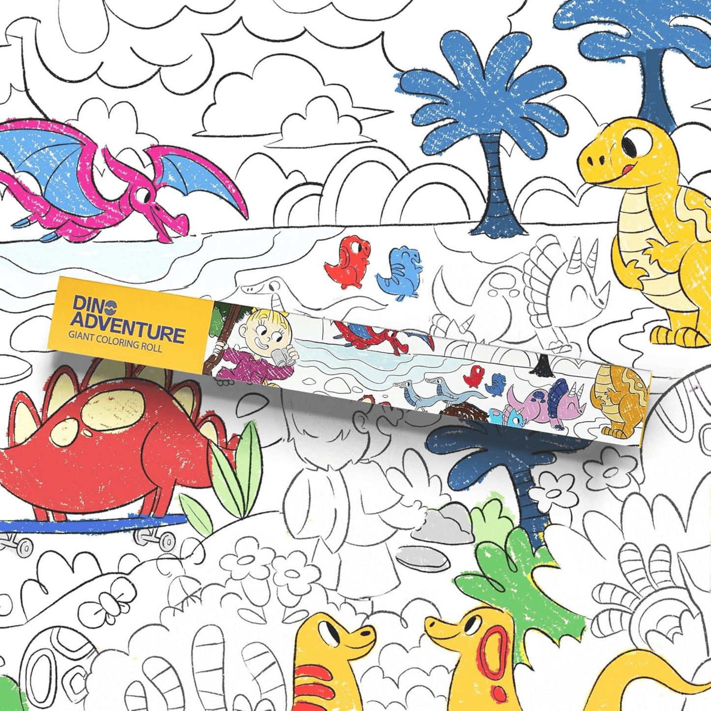 Dino Adventure Coloring Roll - Crazy Little Books