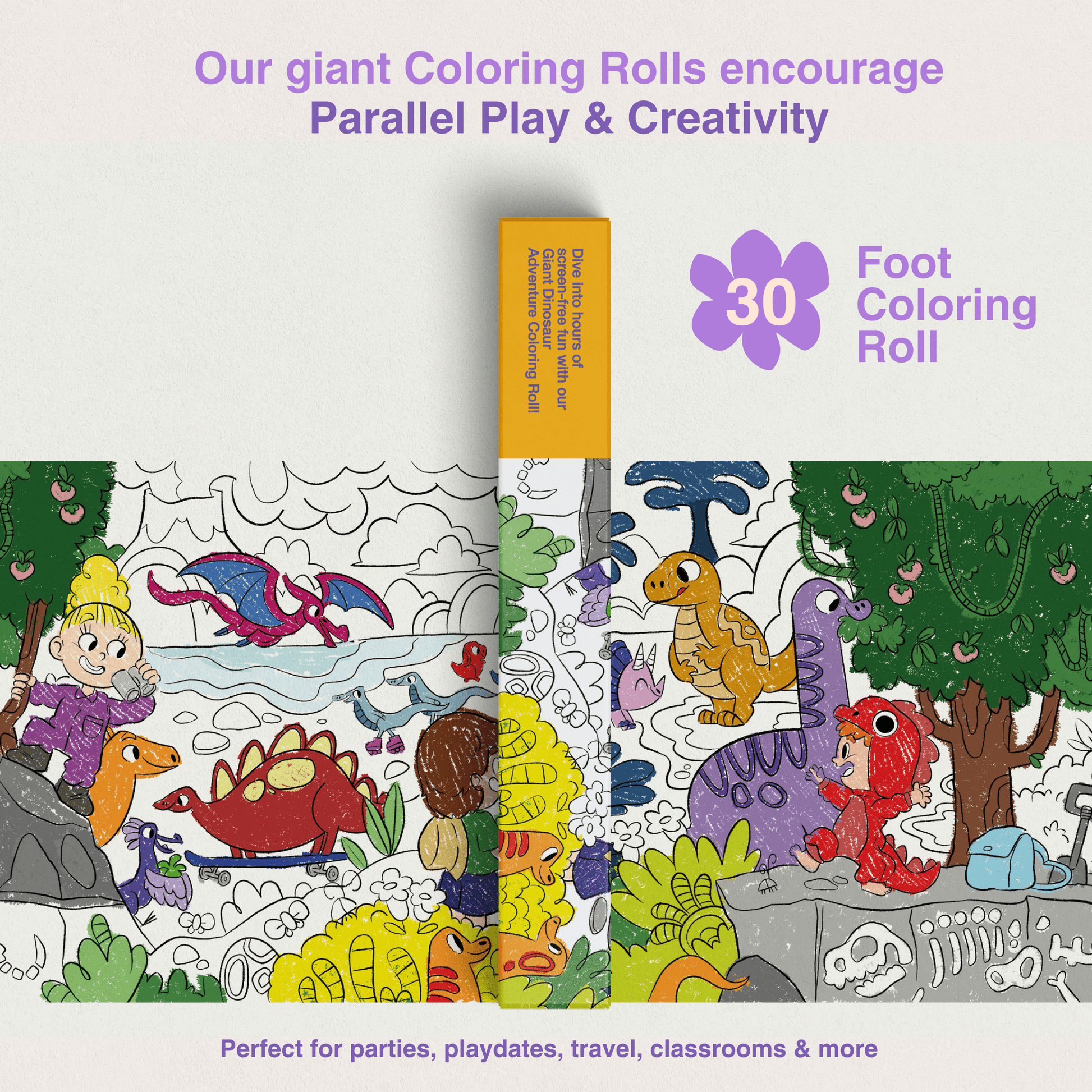Dino Adventure Coloring Roll - Crazy Little Books