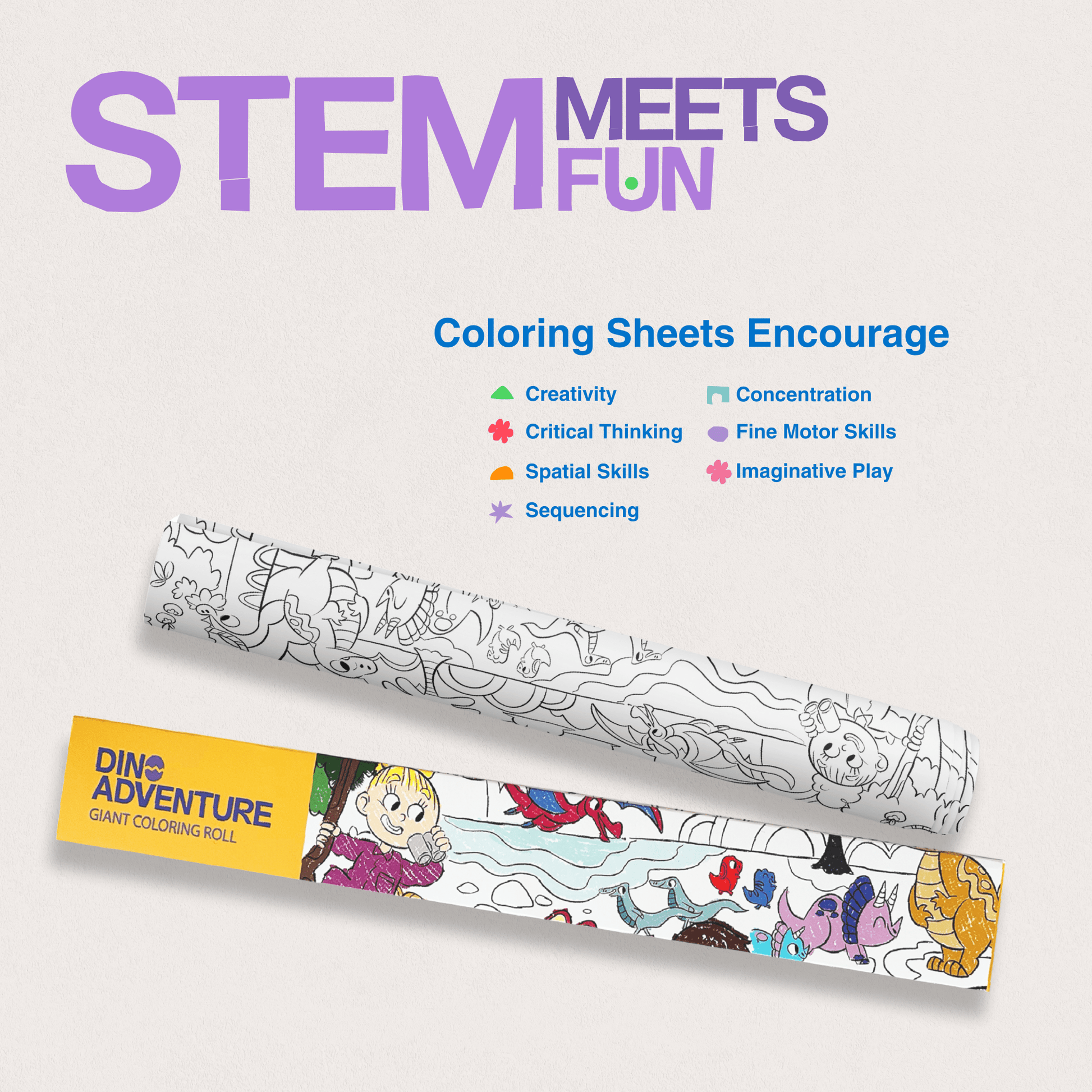 Dino Adventure Coloring Roll - Crazy Little Books