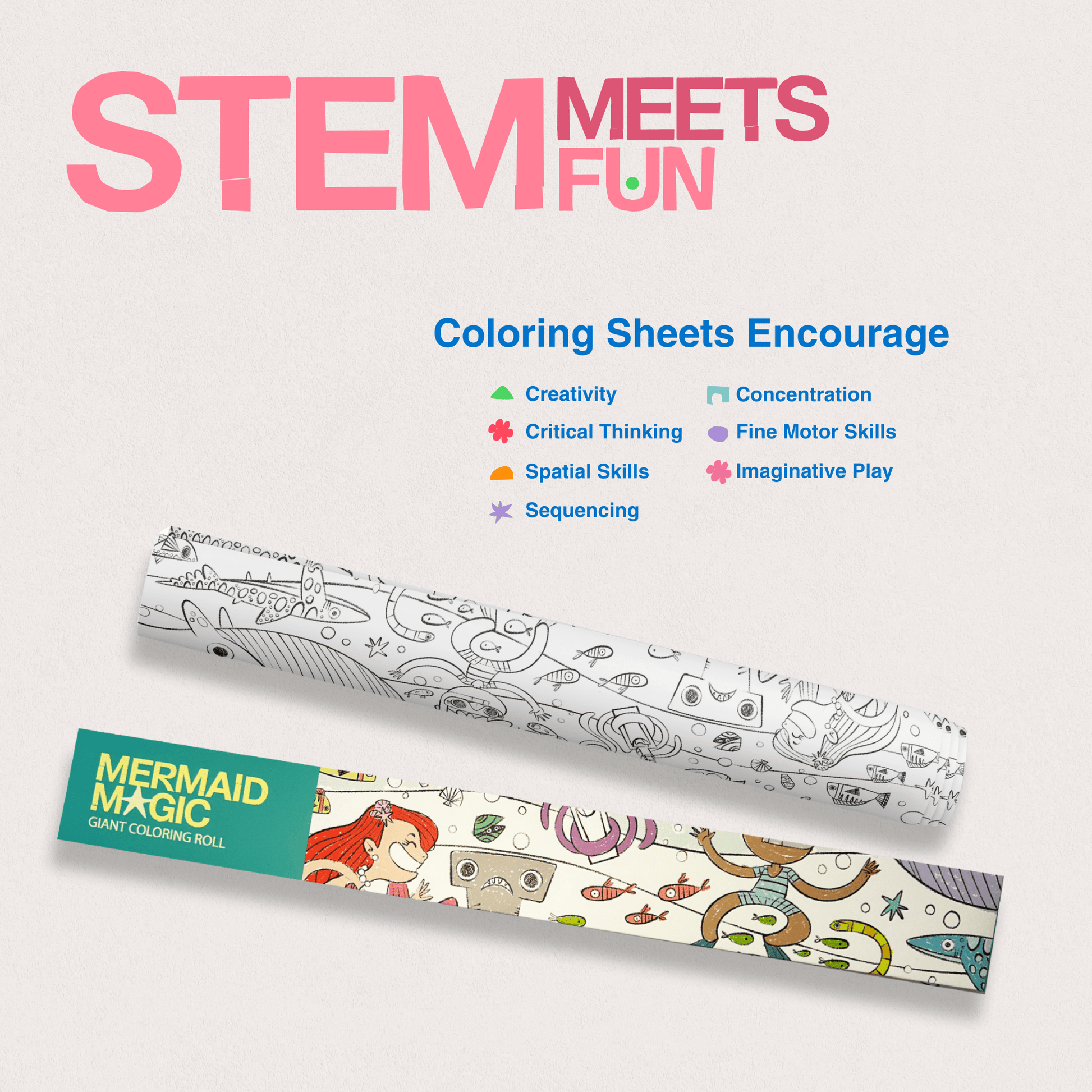 Mermaid Magic Coloring Roll - Crazy Little Books