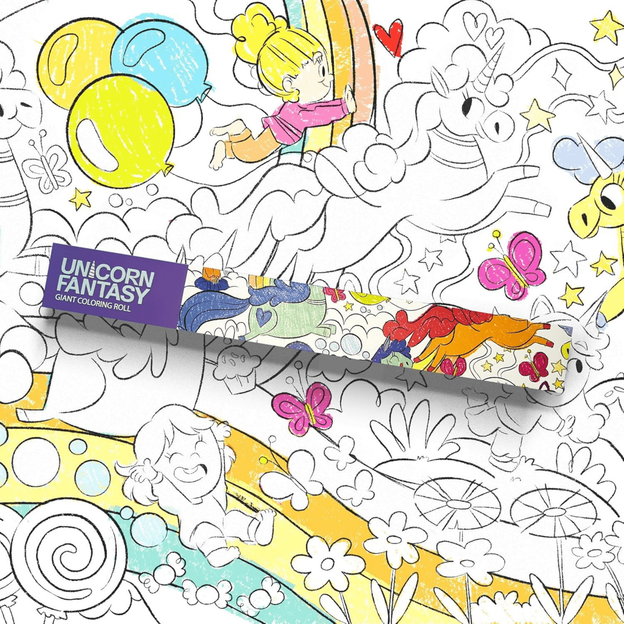 Unicorn Fantasy Coloring Roll - Crazy Little Books