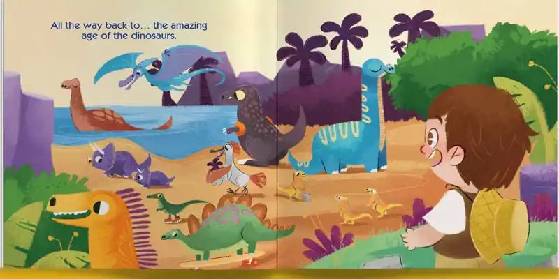 Inside Dino Adventure: two pages of the story
