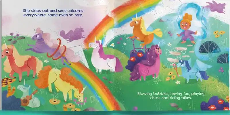 Inside Unicorn Fantasy: two pages of the story